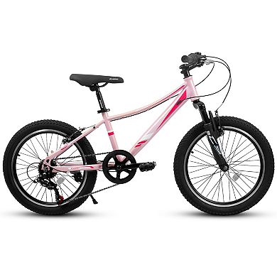 Whisen 20 inch Children's Bicycle, Shock Absorbing Front Fork, 7 - Speed, V - brakes, Mountain Tire