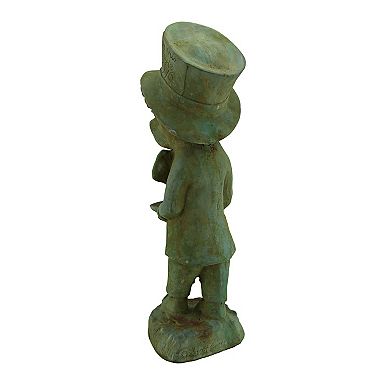 Mad Hatter Alice in Wonderland Verdigris Finish Cement Statue 19 in.