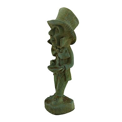 Mad Hatter Alice in Wonderland Verdigris Finish Cement Statue 19 in.