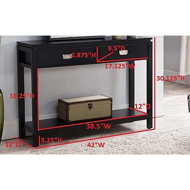 Kings Brand Furniture Wood Occasional Entryway Console Sofa Table With Storage Shelf / 2 Drawers