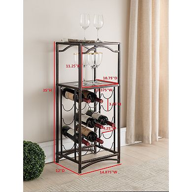 Kings Brand Furniture Metal 15 Bottle Wine Rack Storage Organizer