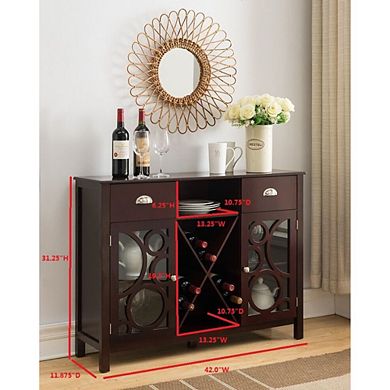 Kings Brand Furniture Jamestown Wood Buffet Server Storage Sideboard Wine Cabinet