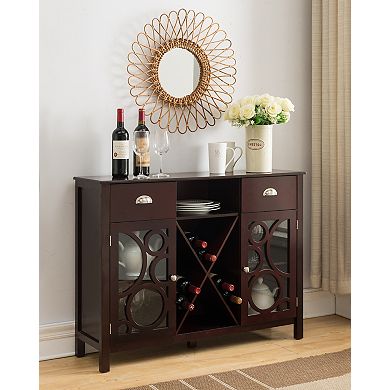 Kings Brand Furniture Jamestown Wood Buffet Server Storage Sideboard Wine Cabinet
