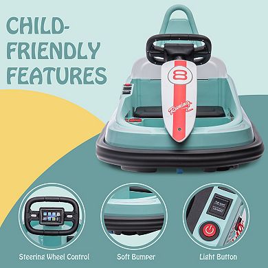 Toddler Bumper Car, 360° Rotation 6V Kids Electric Ride On Bumper Car