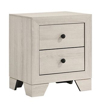 Cuzzy Nightstand with 2 Drawers, Black Metal, Natural White Wood
