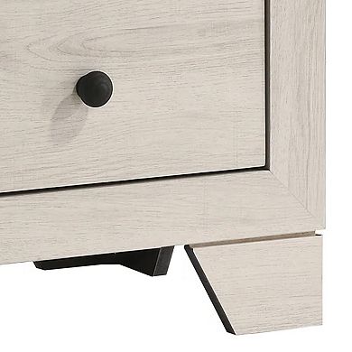 Cuzzy Nightstand with 2 Drawers, Black Metal, Natural White Wood