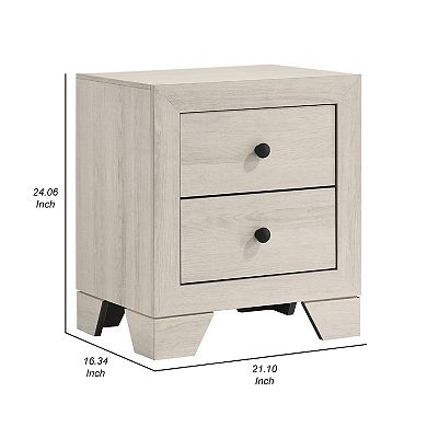 Cuzzy Nightstand with 2 Drawers, Black Metal, Natural White Wood