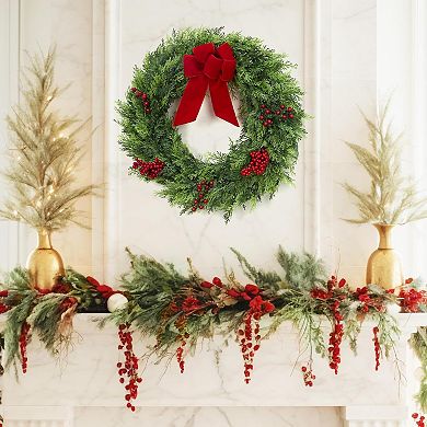 Christmas Wreaths for Front Door, for Indoor Window Wall Fireplace Holiday Decor