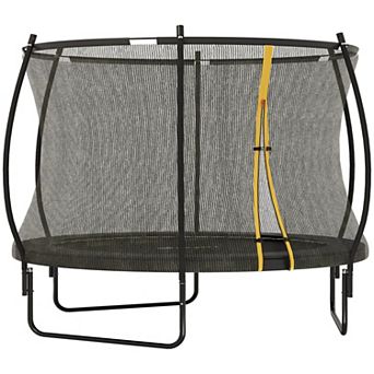 Soozier 10ft Outdoor Trampoline with Net Enclosure, Curved Poles
