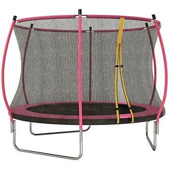 Soozier 10ft Outdoor Trampoline with Net Enclosure, Curved Poles