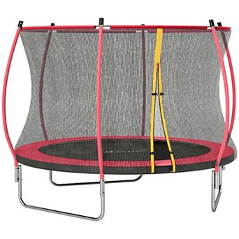 Soozier 10ft Outdoor Trampoline with Net Enclosure, Curved Poles