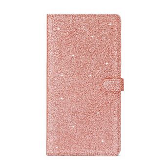 Glitter Travel Document Holder with Multiple Card Slots and Secure Closure 5x0.4x9.5 in