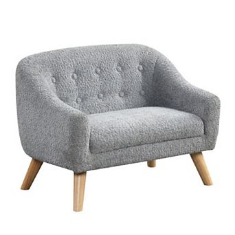 Aelia Kids Size Sofa Chair, Wood Legs, Gray Tufted Chenille 29 Inch
