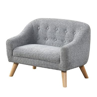 Aelia Kids Size Sofa Chair, Wood Legs, Gray Tufted Chenille 29 Inch