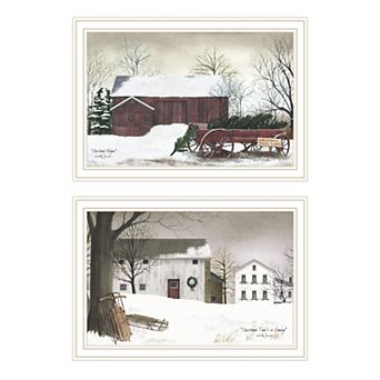 LOVMOR Decor 4U 2 pc Christmas Time with Family White Framed Wall Art Billy Jacobs