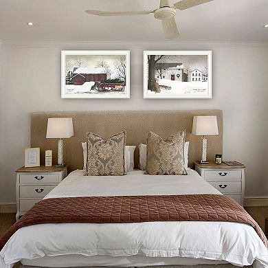 LOVMOR Decor 4U 2 Piece Christmas Time with Family White Framed Wall Art Billy Jacobs