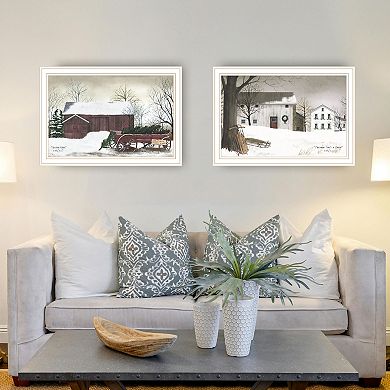 LOVMOR Decor 4U 2 Piece Christmas Time with Family White Framed Wall Art Billy Jacobs