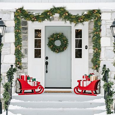 6ft Christmas Decor, Xmas Wreath with LED Pre-Lit, Garland, Wreath, Swags, Xmas Decorations