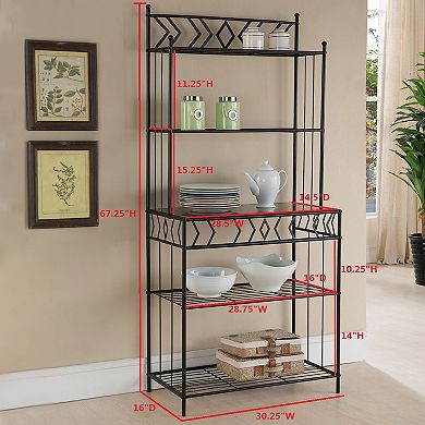 Kings Brand Furniture 5-Tier Standing Kitchen Bakers Rack for with Storage Microwave Stand