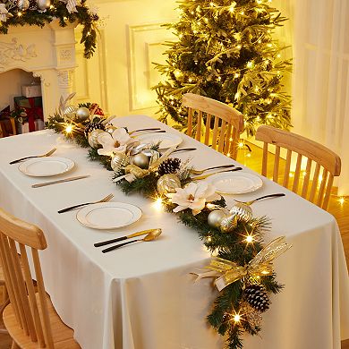 6FT Pre-Lit Christmas Garland, Xmas Garland for Mantle Staircase Table