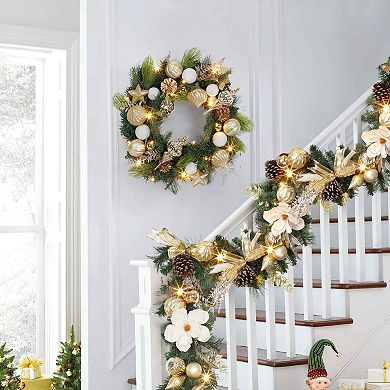 6FT Pre-Lit Christmas Garland, Xmas Garland for Mantle Staircase Table