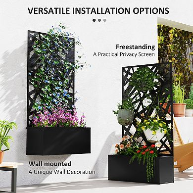 Outsunny Garden Box with Privacy Panel, Outdoor Planter Box for Garden