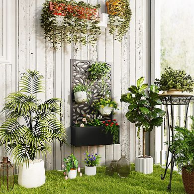 Outsunny Garden Box with Privacy Panel, Outdoor Planter Box for Garden