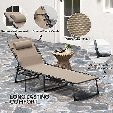 Outsunny Folding Chaise Lounge Tanning Chair w/ Adjustable Back
