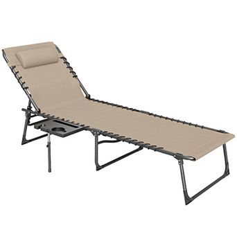 Outsunny Folding Chaise Lounge Tanning Chair w/ Adjustable Back