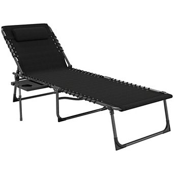 Outsunny Folding Chaise Lounge Tanning Chair w/ Adjustable Back,