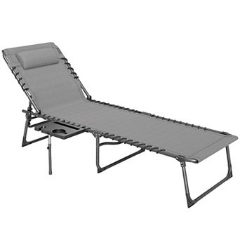 Outsunny Folding Chaise Lounge Tanning Chair w/ Adjustable Back