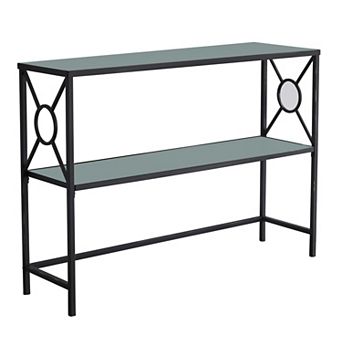 Kings Brand Furniture Loyd Metal with Glass Shelf Console Table, Black/Brushed Copper