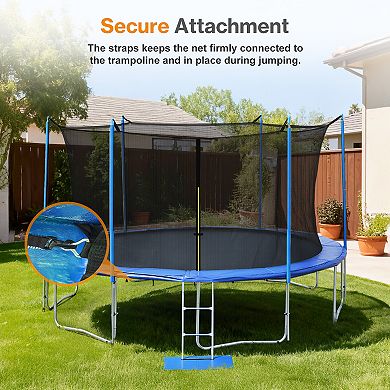 Aoodor Trampoline Replacement Net for 8/12 FT Round Frame with Zipper, Hooks, Pole Cover