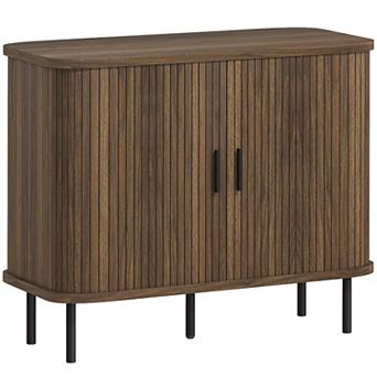 HOMCOM 35.4inch Sideboard Buffet Cabinet, Slatted Kitchen Cabinet
