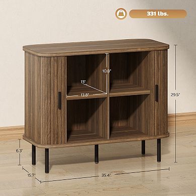 HOMCOM 35.4inch Sideboard Buffet Cabinet, Slatted Kitchen Cabinet