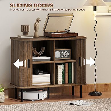 HOMCOM 35.4inch Sideboard Buffet Cabinet, Slatted Kitchen Cabinet