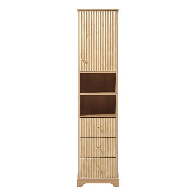 Whisen 67.7" Tall Freestanding Bathroom Cabinet with Adjustable Shelf, 3 Drawers and Open Storage