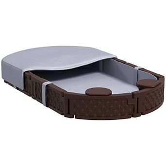 Qaba Oval Kids Sandbox with Cover, 4 Seats, Bottom Liner