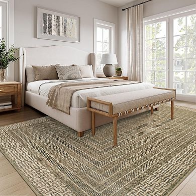 Garvee Modern Geometric Area Rug Soft Washable Low Pile Non Slip Minimalist Rug for Living Room