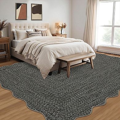Garvee Scalloped Edge Area Rug for Bedroom Washable Low Pile Non Slip Carpet for Kitchen Laundry