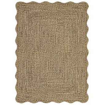 Garvee Scalloped Edge Area Rug for Bedroom Washable Low Pile Non Slip Carpet for Kitchen Laundry