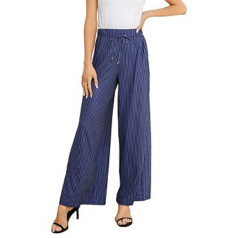 Seoria Women's Wide Leg Palazzo Pants, High Waisted Flowy Lounge Pants with Elastic Drawstring Waist