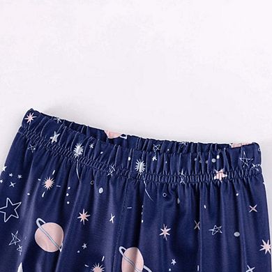 MyKids-USA Baby and Kids Girls Universe Cartoon Pattern Long Sleeves Casual Pajamas Clothing Set