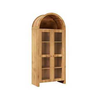 70 in Tall Arched Kitchen Pantry Cabinet With Acrylic Doors - 5 tier Wooden Storage Cabinet
