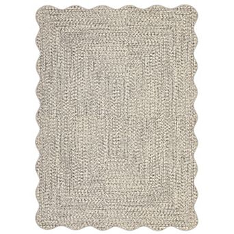 Modern Machine Washable Scalloped Area Rug for Bedroom Non Slip Stain Resistant Rug for Kitchen