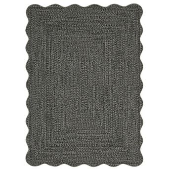 Modern Machine Washable Scalloped Area Rug for Bedroom Non Slip Stain Resistant Rug for Kitchen