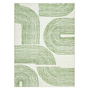 Modern Geometric Area Rug Low Pile Machine Washable Non Slip Floor Rug for Bedroom Kitchen Laundry