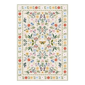 Garvee Pastoral Washable Area Rug for Bedroom Non Slip Soft Low Pile Rug for Bedroom Dining Areas