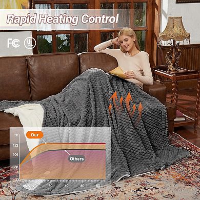 Heated Blanket Electric Blanket Auto Shut Off, Cozy Soft Fleece Fast Heating Blankets Gift