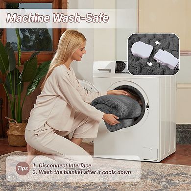 Heated Blanket Electric Blanket Auto Shut Off, Cozy Soft Fleece Fast Heating Blankets Gift